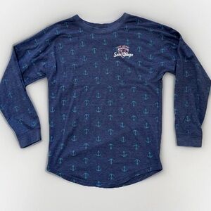 USS MIDWAY TUNIC TOP SHIRT WOMENS Sz S Navy Aircraft Carrier Anchors San Diego